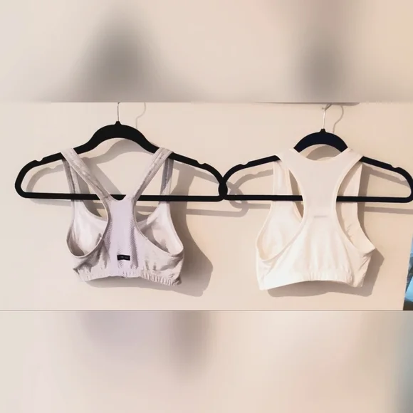 Authentic Jog Bras, NWOT, Front Zip, Full Support, Gray & White, Small - Picture 2 of 4